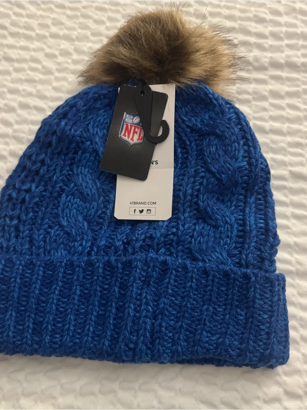 Women's '47 Royal Indianapolis Colts Meeko Cuffed Knit Hat with Pom